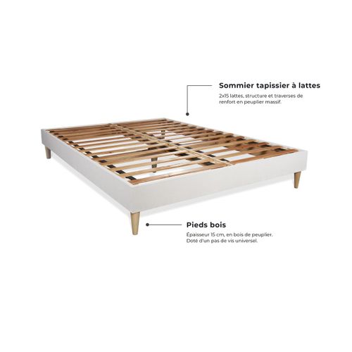 Ensemble Matelas Mémoire De Forme 180x200 Memo Plus Ep:24 Cm - Sommier Kit Blanc