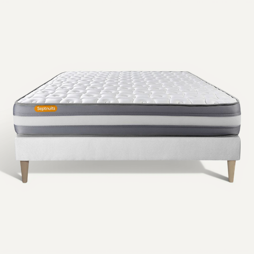 Ensemble Matelas Mémoire De Forme 180x200 Memo Plus Ep:24 Cm - Sommier Kit Blanc