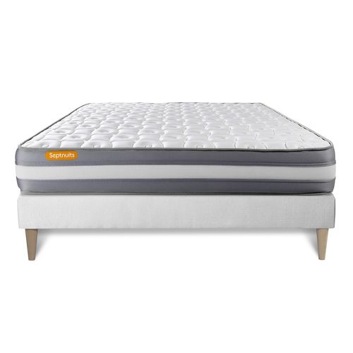 Ensemble Matelas Mémoire De Forme 140x190 Memo Plus Ep:24 Cm - Sommier Kit Blanc