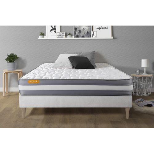 Ensemble Matelas Mémoire De Forme 140x190 Memo Plus Ep:24 Cm - Sommier Kit Blanc