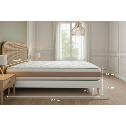 Ensemble Matelas Ressorts Ensachés Et Mémoire De Forme 180x200 Le Délicat Ep:26 Cm - Sommier Kit Bei