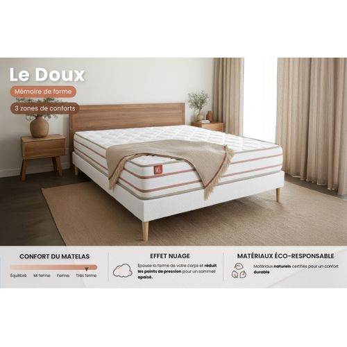 Matelas Mémoire De Forme 160x200 Le Doux - Ep: 24cm - Confort Très Ferme