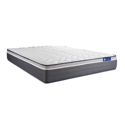 Ensemble Matelas Actiflex Plus 200x200 Ressorts Ensachés+mémoire De Forme + Sommier Kit Gris + 2 Or