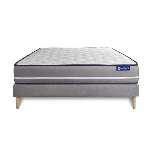 Ensemble Matelas Ressorts Ensachés 180x200 Actiflex Pur Ep:20 Cm - Sommier Kit Gris