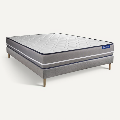 Ensemble Matelas Ressorts Ensachés 180x200 Actiflex Pur Ep:20 Cm - Sommier Kit Gris