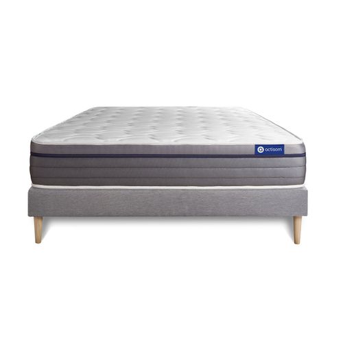 Ensemble Matelas Mémoire De Forme 160x200 Actimemo Zen Ep:26 Cm - Sommier Kit Gris
