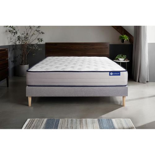 Ensemble Matelas Mémoire De Forme 180x200 Actimemo Form Ep:22 Cm - Sommier Kit Gris