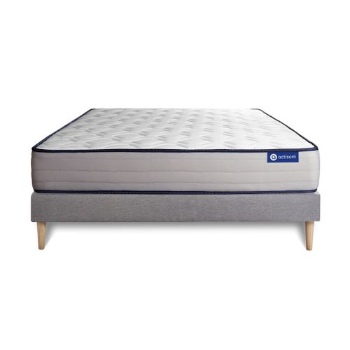 Ensemble Matelas Mémoire De Forme 180x200 Actimemo Form Ep:22 Cm - Sommier Kit Gris