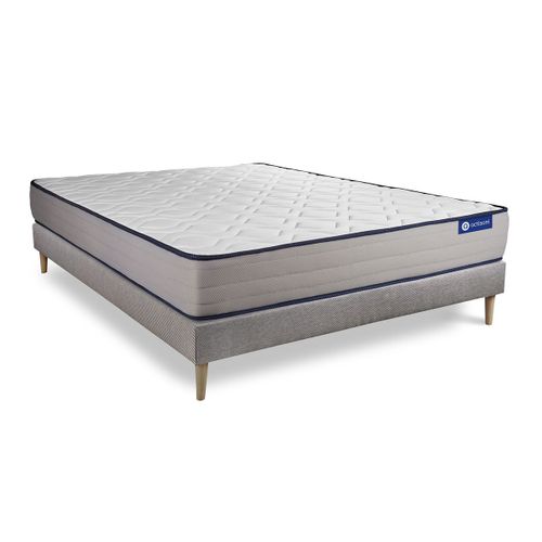 Ensemble Matelas Mémoire De Forme 180x200 Actimemo Form Ep:22 Cm - Sommier Kit Gris