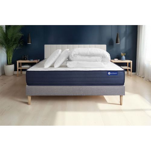 Ensemble  Matelas Actimemo Life 200x200 Mémoire De Forme 5zones De Confort + Sommier Kit Gris + 2ore