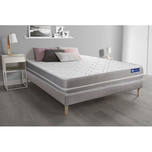 Ensemble Matelas Mémoire De Forme 140x200 Actimemo Touch Ep:20 Cm - Sommier Kit Gris