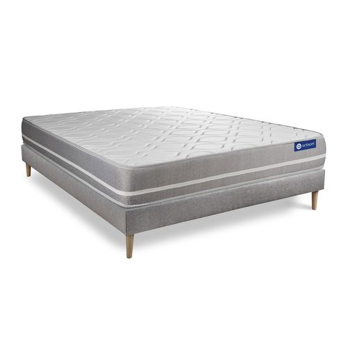 Ensemble Matelas Mémoire De Forme 140x200 Actimemo Touch Ep:20 Cm - Sommier Kit Gris