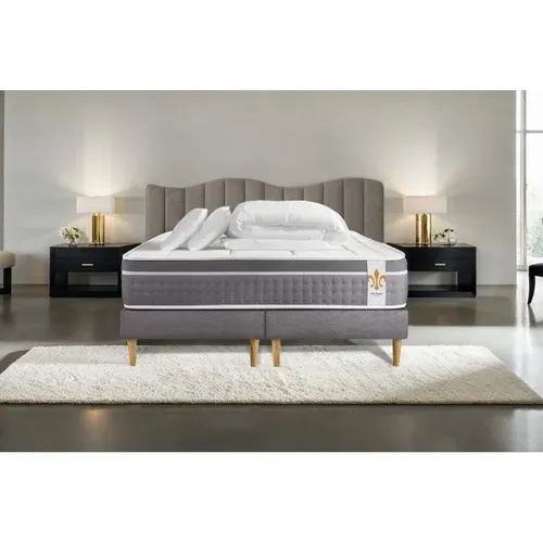 Ensemble Le Trente 180 X 200 Cm Double Sommiers Gris - Ressorts Ensachés Et Mémoire De Forme
