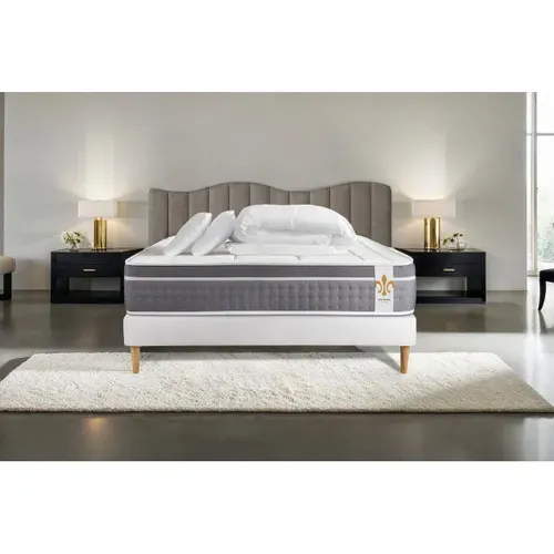 Ensemble Le Trente 160 X 200 Cm Sommier Blanc - Ressorts Ensachés Et Mémoire De Forme