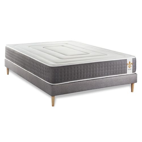 Ensemble Matelas Ressorts Ensachés Et Mémoire De Forme 160x200 Vingt-six Ep:26cm - Sommier Gris