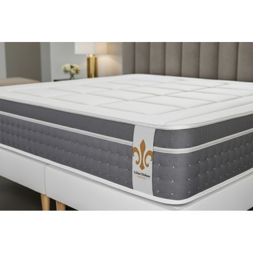 Ensemble Matelas Ressorts Ensachés Et Mémoire De Forme 140x200 Trente Ep:30 Cm - Sommier Kit Gris