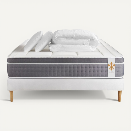Ensemble Trente 180 X 200 Cm Sommier Kit Blanc - Ressorts Ensachés Et Mémoire De Forme