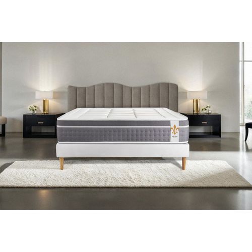 Ensemble Matelas Ressorts Ensachés Et Mémoire De Forme 180x200 Trente Ep:30 Cm - Sommier Kit Blanc
