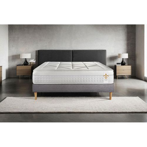 Ensemble Matelas Ressorts Ensachés Et Mémoire De Forme 160x200 Vingt-huit Ep:28 Cm - Sommier Kit Gri
