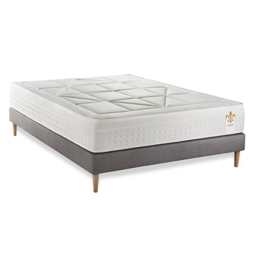 Ensemble Matelas Ressorts Ensachés Et Mémoire De Forme 160x200 Vingt-huit Ep:28 Cm - Sommier Kit Gri