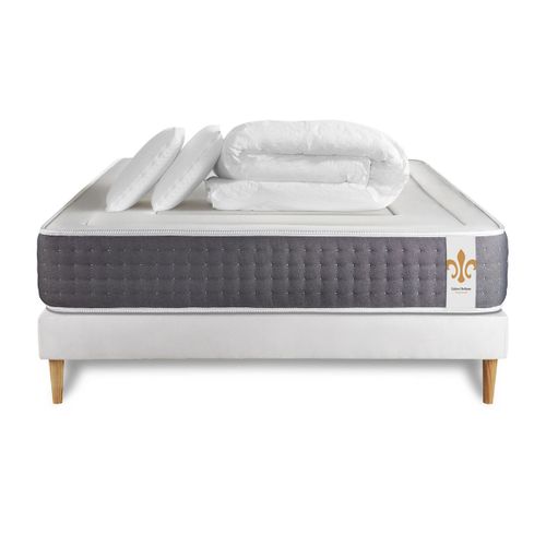 Ensemble Vingt-six 180 X 200 Cm Sommier Kit Blanc - Ressorts Ensachés Et Mémoire De Forme