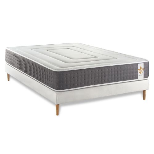 Ensemble Matelas Ressorts Ensachés Et Mémoire De Forme 160x200 Vingt-six Ep:26 Cm - Sommier Kit Blan
