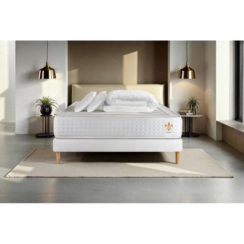 Ensemble Vingt-quatre 180 X 200 Cm Sommier Kit Blanc - Ressorts Ensachés Et Mémoire De Forme