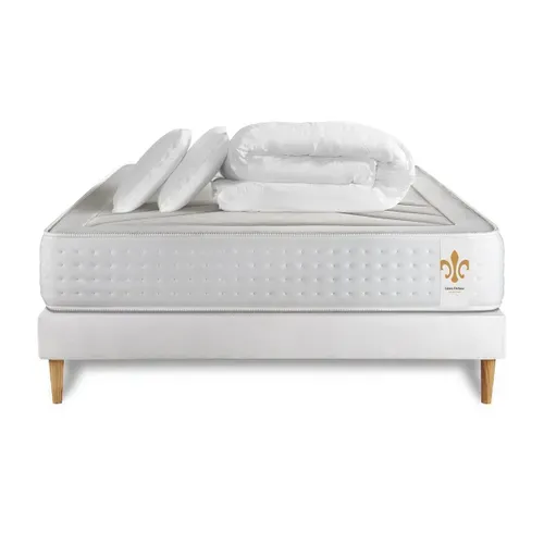 Ensemble Vingt-quatre 180 X 200 Cm Sommier Kit Blanc - Ressorts Ensachés Et Mémoire De Forme