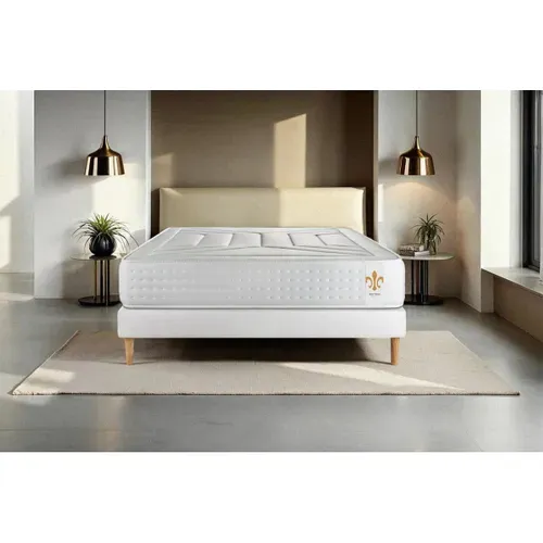 Ensemble Matelas Ressorts Ensachés Et Mémoire De Forme 200x200 Vingt-quatre Ep:24 Cm - Sommier Kit B