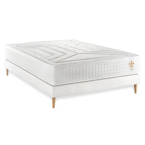 Ensemble Matelas Ressorts Ensachés Et Mémoire De Forme 200x200 Vingt-quatre Ep:24 Cm - Sommier Kit B