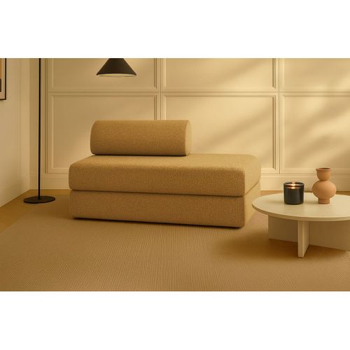 Canapé Droit Modulable Et Convertible 2 Places - Tissu Tweed - Jaune