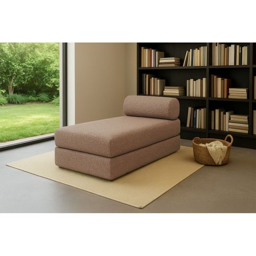 Méridienne Modulable Et Convertible - Tissu Tweed - Marron