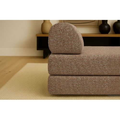 Méridienne Modulable Et Convertible - Tissu Tweed - Marron