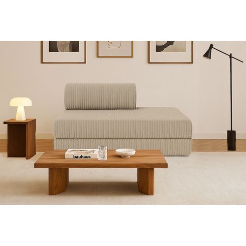 Canapé Droit Modulable Et Convertible 2 Places - Velours Côtelé XL - Taupe