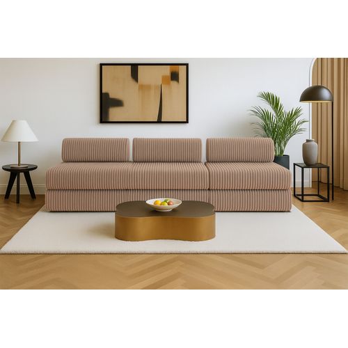 Canapé Droit Convertible 4 Places - Velours Côtelé XL - Marron