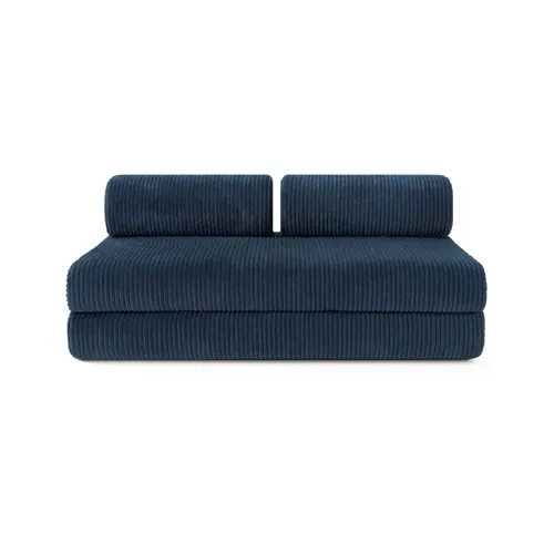 Canapé Droit Convertible 4 Places - Velours Côtelé XL - Bleu