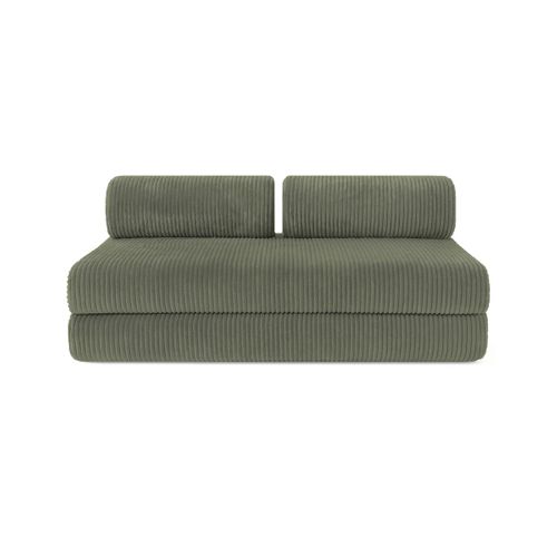 Canapé Droit Convertible 5 Places - Velours Côtelé XL - Vert