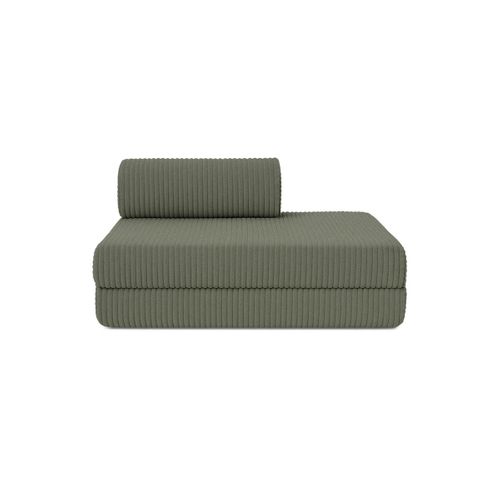 Canapé Droit Convertible 5 Places - Velours Côtelé XL - Vert