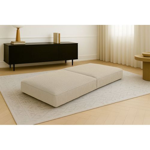 Pouf Modulable Et Convertible - Velours Côtelé XL - Beige