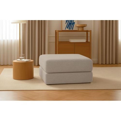 Pouf Modulable Et Convertible - Tissu Lisse - Taupe