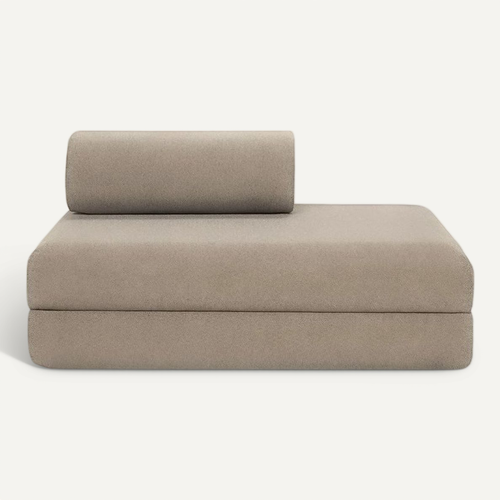 Canapé Droit Modulable Et Convertible 2 Places - Tissu Lisse - Taupe
