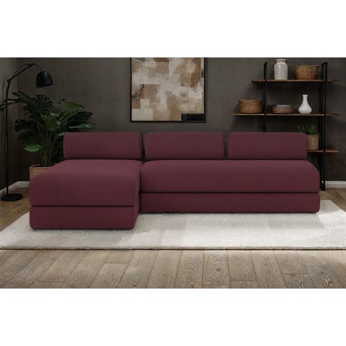 Canapé D'angle Convertible 6,5 Places - Tissu Lisse - Rouge