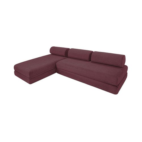 Canapé D'angle Convertible 6,5 Places - Tissu Lisse - Rouge