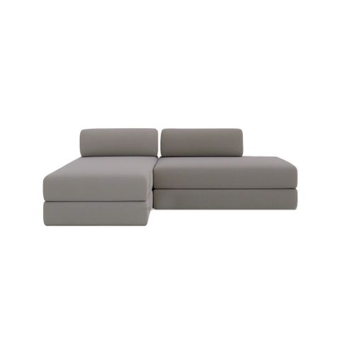 Canapé D'angle Convertible 5 Places - Tissu Lisse - Gris