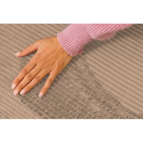 Pouf Modulable Et Convertible - Velours Côtelé - Taupe