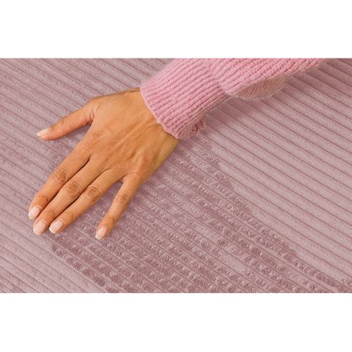 Canapé Droit Convertible 4 Places - Velours Côtelé - Rose Pâle