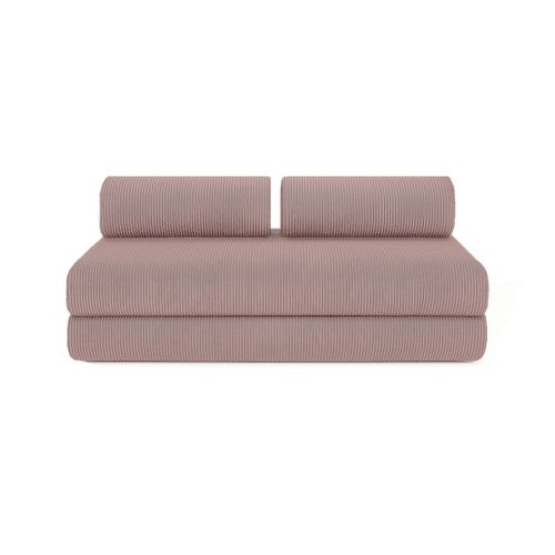 Canapé Droit Convertible 5 Places - Velours Côtelé - Rose Pâle