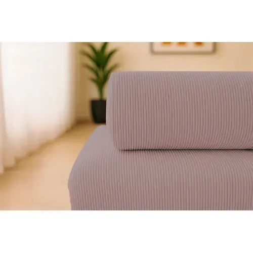 Canapé Droit Convertible 5 Places - Velours Côtelé - Rose Pâle