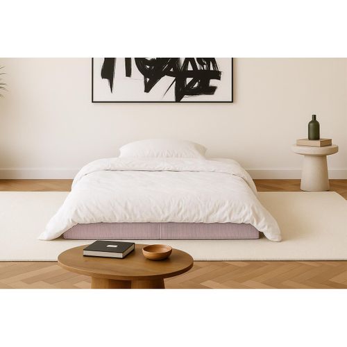 Canapé Droit Modulable Et Convertible 2 Places - Velours Côtelé - Rose Pâle