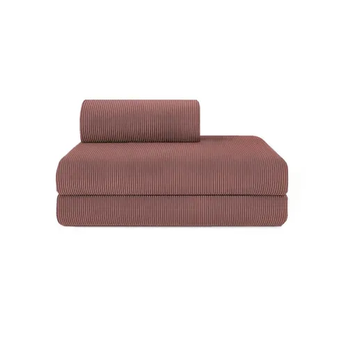 Canapé Droit Convertible 5 Places - Velours Côtelé - Rose